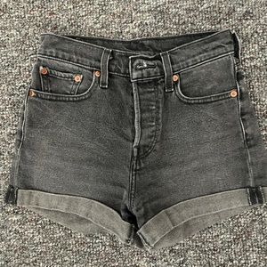 High wasted, black Levi shorts